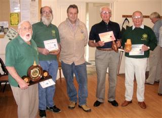 Norman Smithers, Fred Taylor, Frank Hayward and Howard Overton receive certificates From Gary Rance